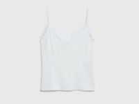 Топ в рубчик с декором из кружева, Белый