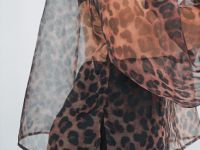Блузка из органзы с леопардовым принтом, Коричневый
