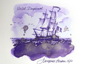 Чернила в банке Herbin Prestige 1670, 50 мл, Imperial Violet Фиолетовый с золотыми блестками