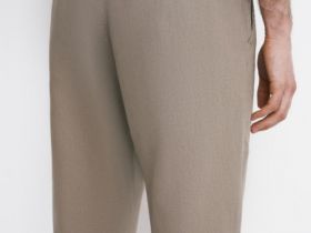Брюки изо льна, Бежевый