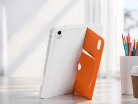 Чехол-книжка WIWU Classic Rro Magnetic для Apple iPad 10 (2022)/iPad 11 (2025) (полиуретан с подставкой) (JD-107) (белый/оранжевый)