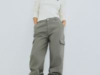 Хлопковые брюки карго с накладными карманами, Зеленый