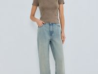 Футболка с эффектом стирки, Бежевый