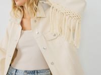 Объёмный жакет с бахромой, Бежевый