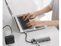 Адаптер Baseus 9 в 1 Starjoy Type-C HUB на HDMI*2/USB 3.0*2/USB 2.0/PD/SD/TF/RJ45 (BS-OH047) (Space Gray)