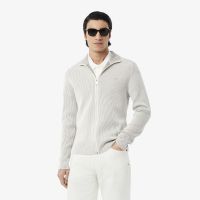 Мужской ребристый свитер на застежке Lacoste с высоким воротником