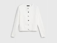 Вязаный кардиган с фигурными пуговицами, Белый