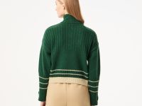 Женский короткий свитер Lacoste на молнии с длинным рукавом