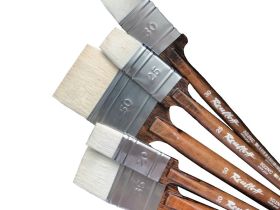 Кисть коза белая №25 флейц Roubloff "5G25C" ореховая круглая ручка