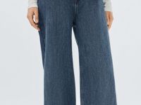 Утеплённые широкие джинсы, Синий