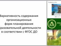 Вариативность содержания организационных форм планирования образовательной деятельности в соответствии с ФГОС ДО