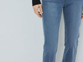 Расклёшенные джинсы с высокой посадкой, Синий