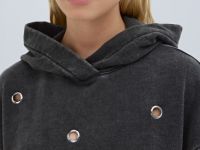 Худи оверсайз с люверсами, Серый