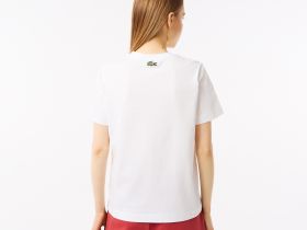 Женская хлопковая футболка Lacoste Do you speak