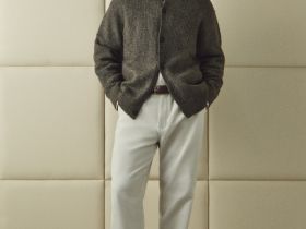 Кардиган с содержанием шерсти, Коричневый