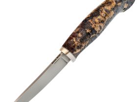 Шкуросъёмный нож Воронёнок, порошковая сталь M398, рукоять кап березы