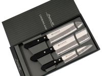 Набор из 3-х кухонных ножей Tojiro Fuji Cutlery TJ-GIFTSET-B, сталь Mo-V, рукоять дерево, черный