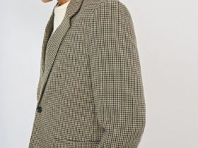 Однобортный пиджак из смесовой шерсти, Коричневый