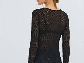 Лонгслив из кружева, Черный