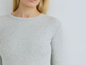 Лонгслив в рубчик, Серый