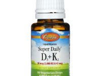 Carlson, Super Daily D3 + K2, 50 мкг (2000 МЕ) и 45 мкг, 90 вегетарианских капель, 2,54 мл (0,086 жидк. Унции)