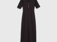 Платье в рубчик с воротником поло, Коричневый