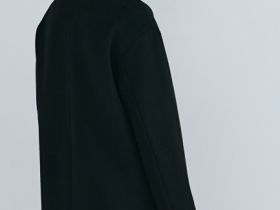 Длинное двубортное пальто из шерсти, Черный