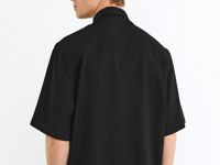 Рубашка из вискозы с коротким рукавом, Черный
