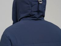 Утепленное стеганое полупальто с капюшоном