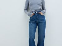 Лонгслив в рубчик, Синий