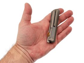 Складной нож Kizer Quoll, сталь S45VN, рукоять Titanium&Rainbow Damascus