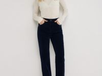 Джинсы с велюром, Синий