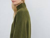 Свитер из мягкой пряжи с шерстью, Зеленый