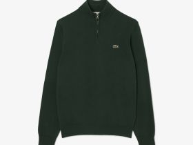 Мужской хлопковый свитер Lacoste на молнии с высоким воротом