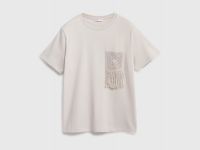Футболка с вышивкой, Бежевый