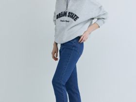 Узкие джинсы с высокой посадкой, Синий