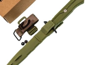 Тактический нож Mr.Blade Leshiy serrated stonewash, сталь AUS-8, рукоять OD Green Elastron