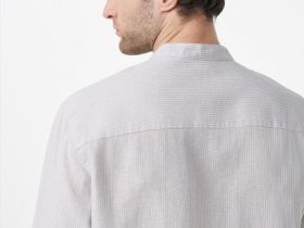 Рубашка из смесового льна с воротником мао, Бежевый