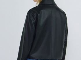 Короткая куртка из искусственной кожи, Черный