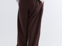 Коричневые брюки Wide leg с вытачками Глория Джинс