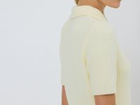 Джемпер из пушистой пряжи с коротким рукавом, Желтый