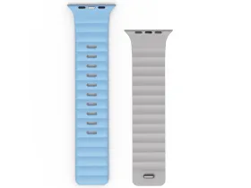Ремешок WiWU Mag Secur для Apple Watch 44/45/46/49mm магнитная застежка/силикон (Wi-WB301) (серый/голубой)