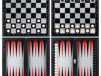 Набор игр ТРИ СОВЫ 3в1 "Нарды, шашки, шахматы", пластиковые магнитные фигуры с доской 24*24 см