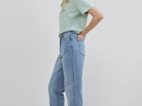 Джинсы Mom с высокой посадкой, Голубой