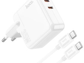 Сетевое зарядное устройство Hoco (C110A) Lucky 2xType-C PD 35W (белый)