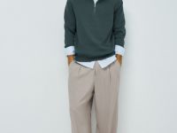 Толстовка с воротником-стойкой на молнии, Зеленый