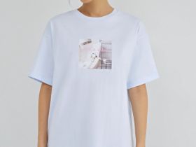 Футболка оверсайз с принтом, Голубой