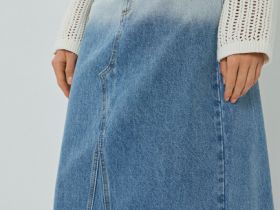 Джинсовая юбка макси с эффектом деграде, Синий