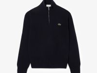 Мужской шерстяной свитер Lacoste на молнии с высоким воротом