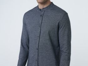 Рубашка с воротником мао, Серый